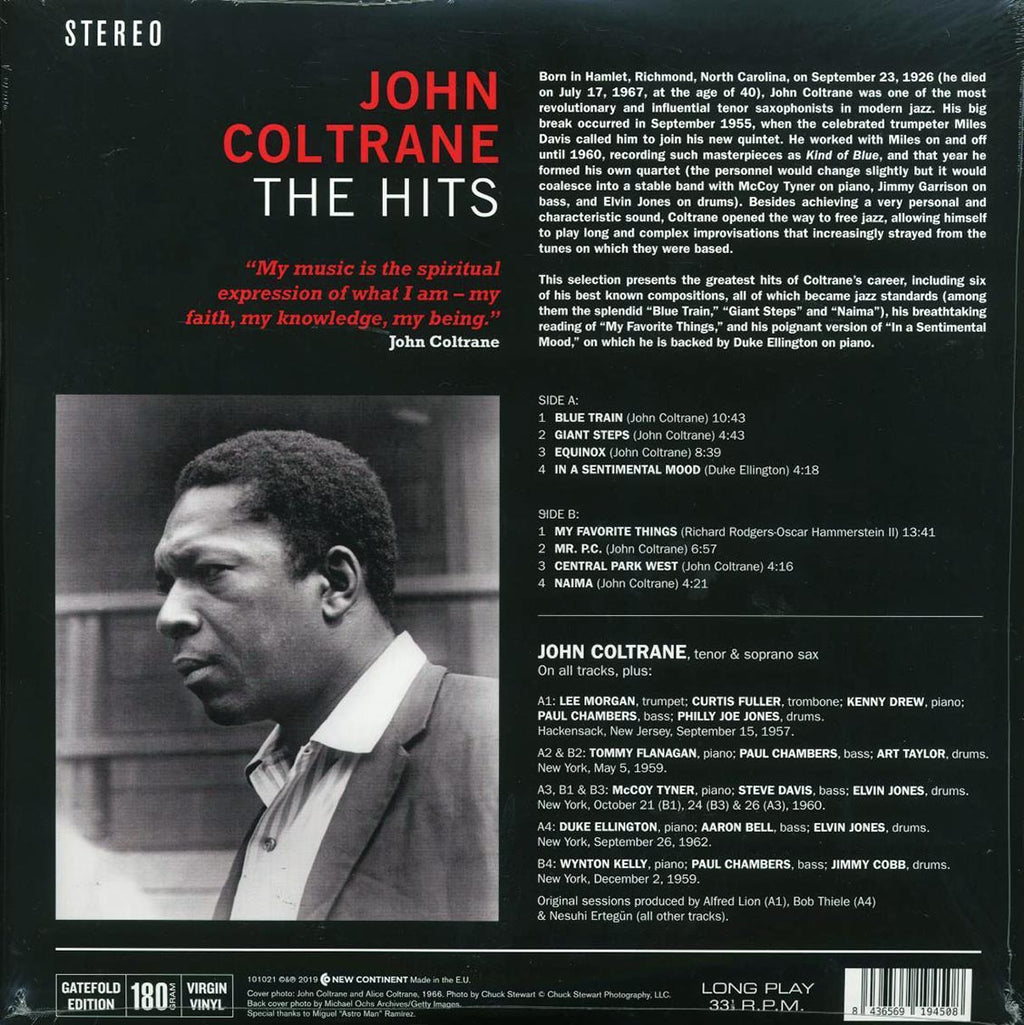 John Coltrane - The Hits (ltd. ed.) (180g) vinyl LP back cover