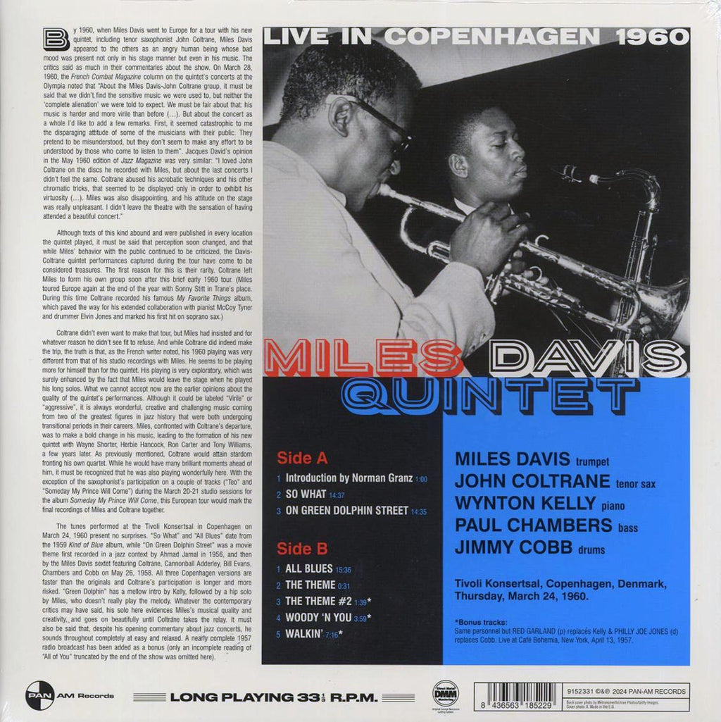 Miles Davis Quintet, John Coltrane - Live In Copenhagen 1960 (+3 bonus tracks) (ltd. ed.) (180g) vinyl LP back cover
