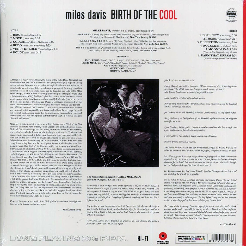 Miles Davis - Birth Of The Cool (ltd. ed.) (180g) (red vinyl) vinyl LP back cover