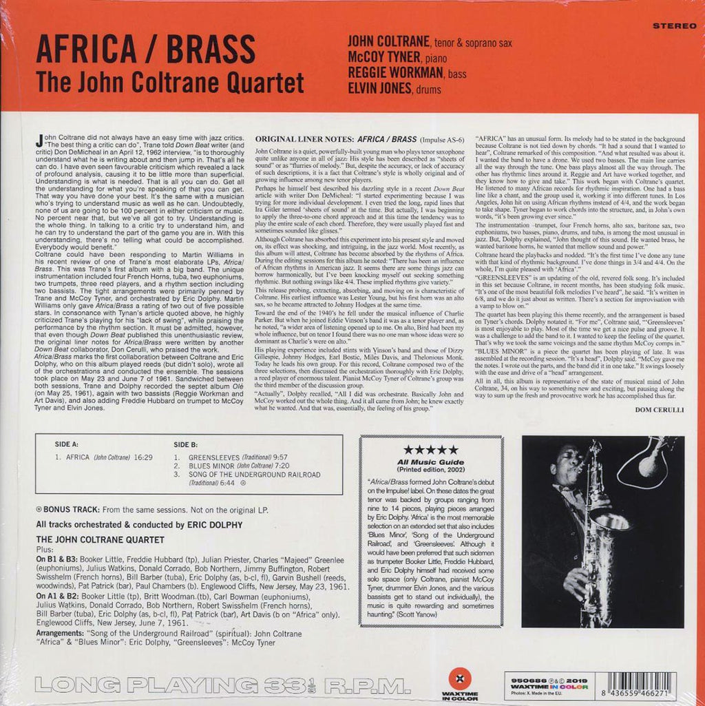 John Coltrane Quartet - Africa/Brass (+bonus track) (ltd. ed.) (180g) (orange vinyl) vinyl LP back cover