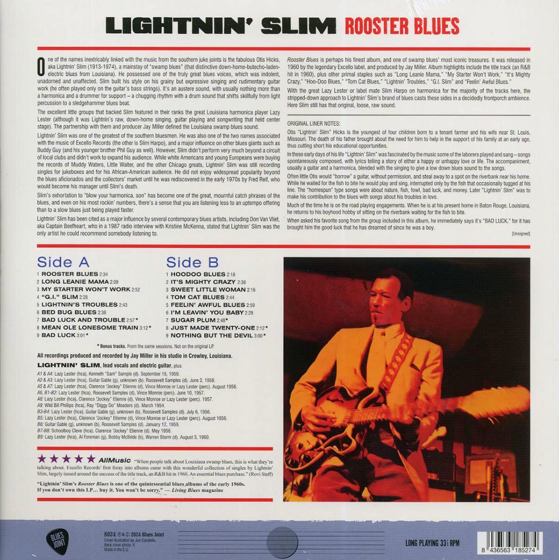 Lightnin' Slim - Rooster Blues (+6 bonus tracks) (ltd. ed.) (180g) vinyl LP back cover