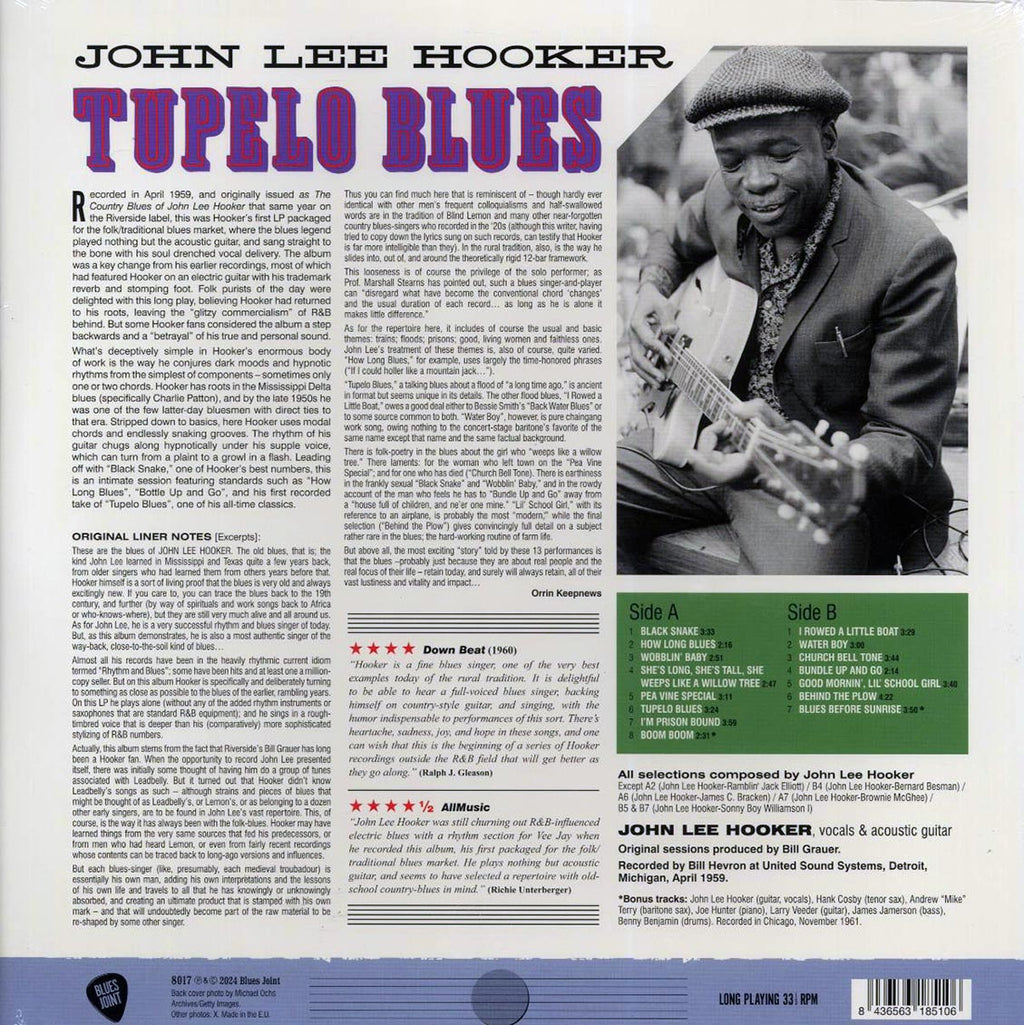 John Lee Hooker - Tupelo Blues (+2 bonus tracks) (ltd. ed.) (180g) vinyl LP back cover
