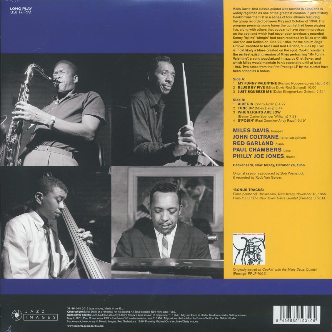 Miles Davis - Cookin' (+2 bonus tracks) (ltd. ed.) (180g) vinyl LP back cover