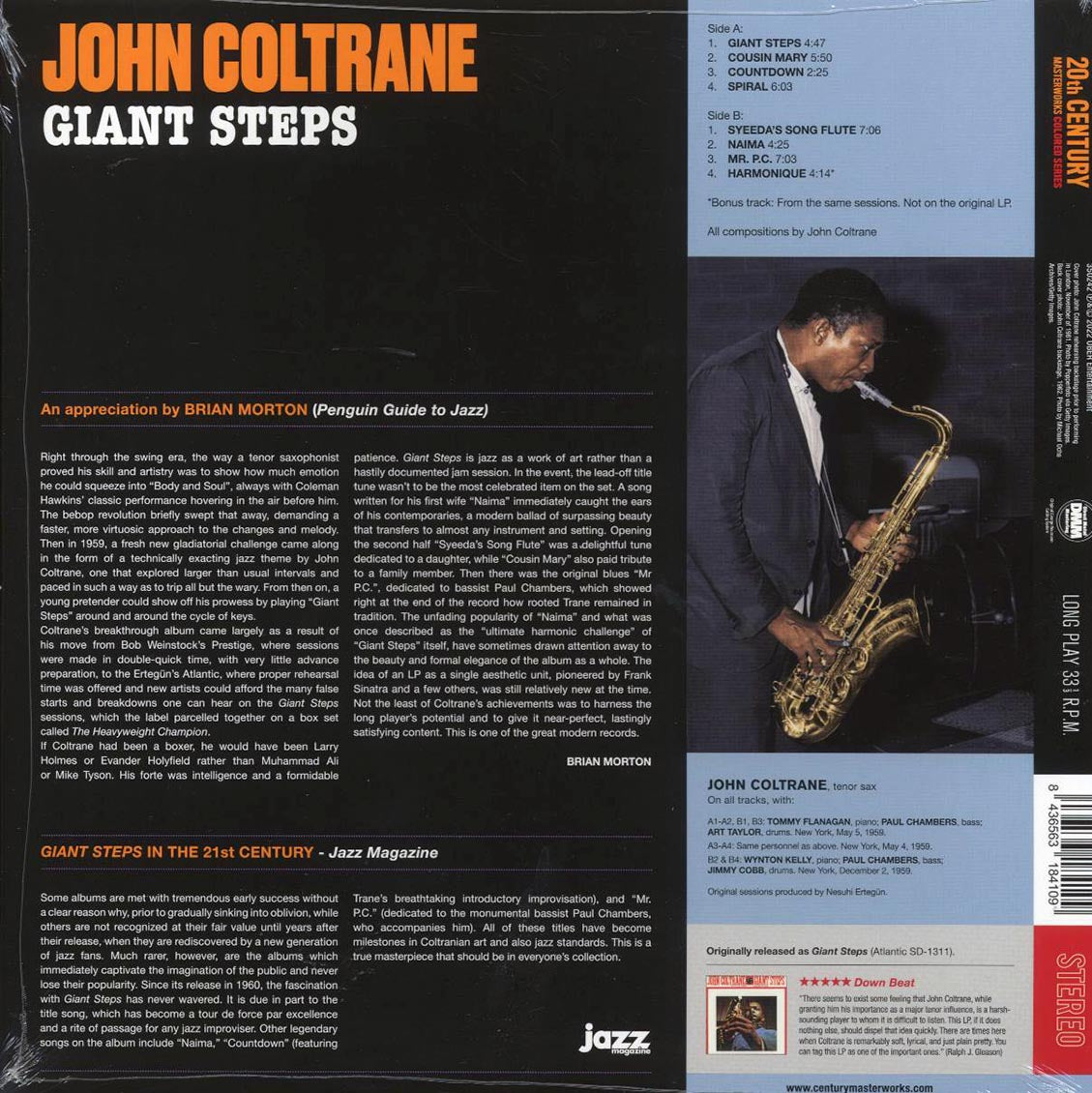 John Coltrane - Giant Steps (+bonus track) (ltd. ed.) (180g) (blue vinyl) vinyl LP back cover