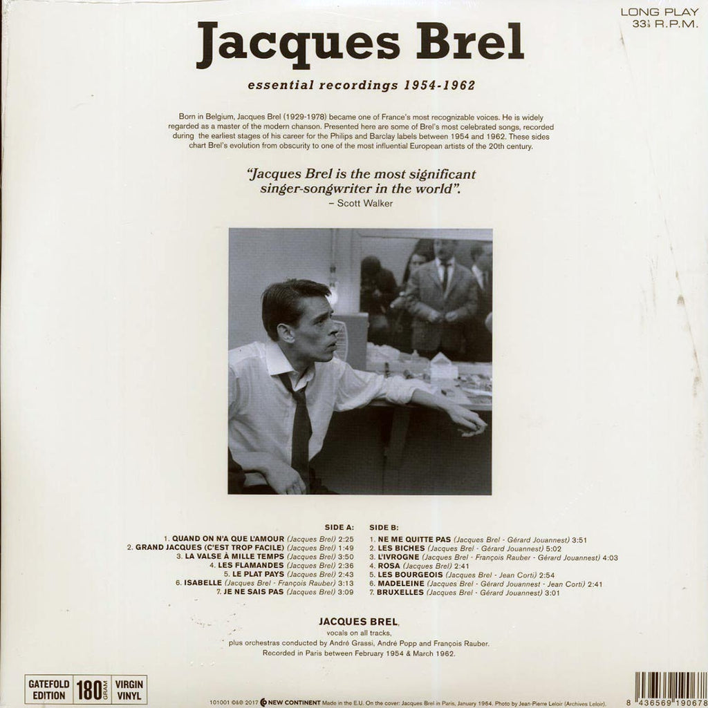 Jacques Brel - Essential Recordings 1954-1962 (ltd. ed.) (180g) vinyl LP back cover
