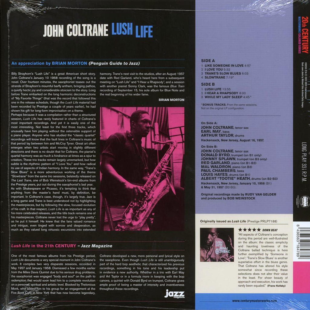 John Coltrane - Lush Life (+2 bonus tracks) (ltd. ed.) (180g) (blue vinyl) vinyl LP back cover