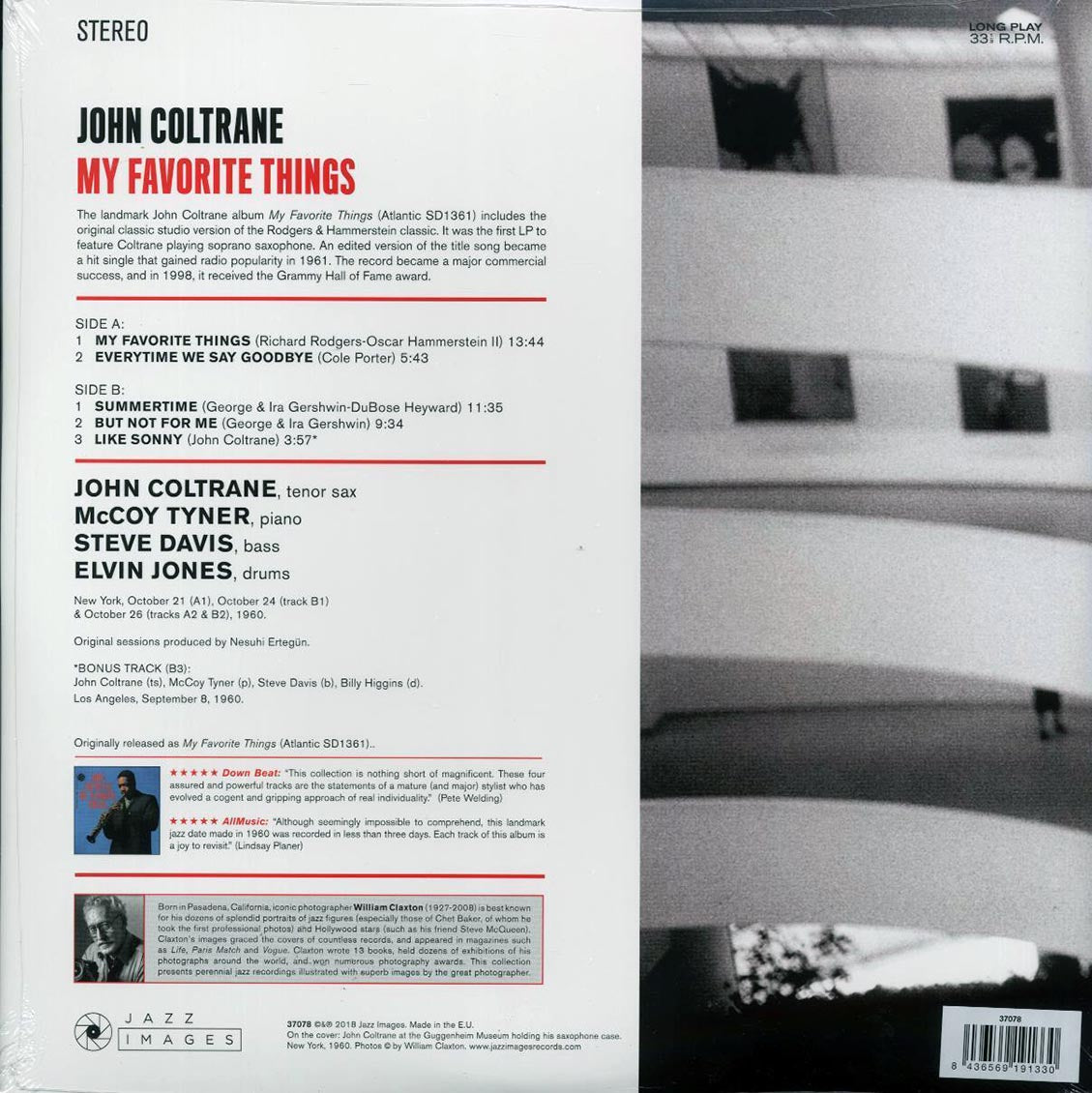 John Coltrane - My Favorite Things (+bonus track) (ltd. ed.) (180g) (remastered) vinyl LP back cover