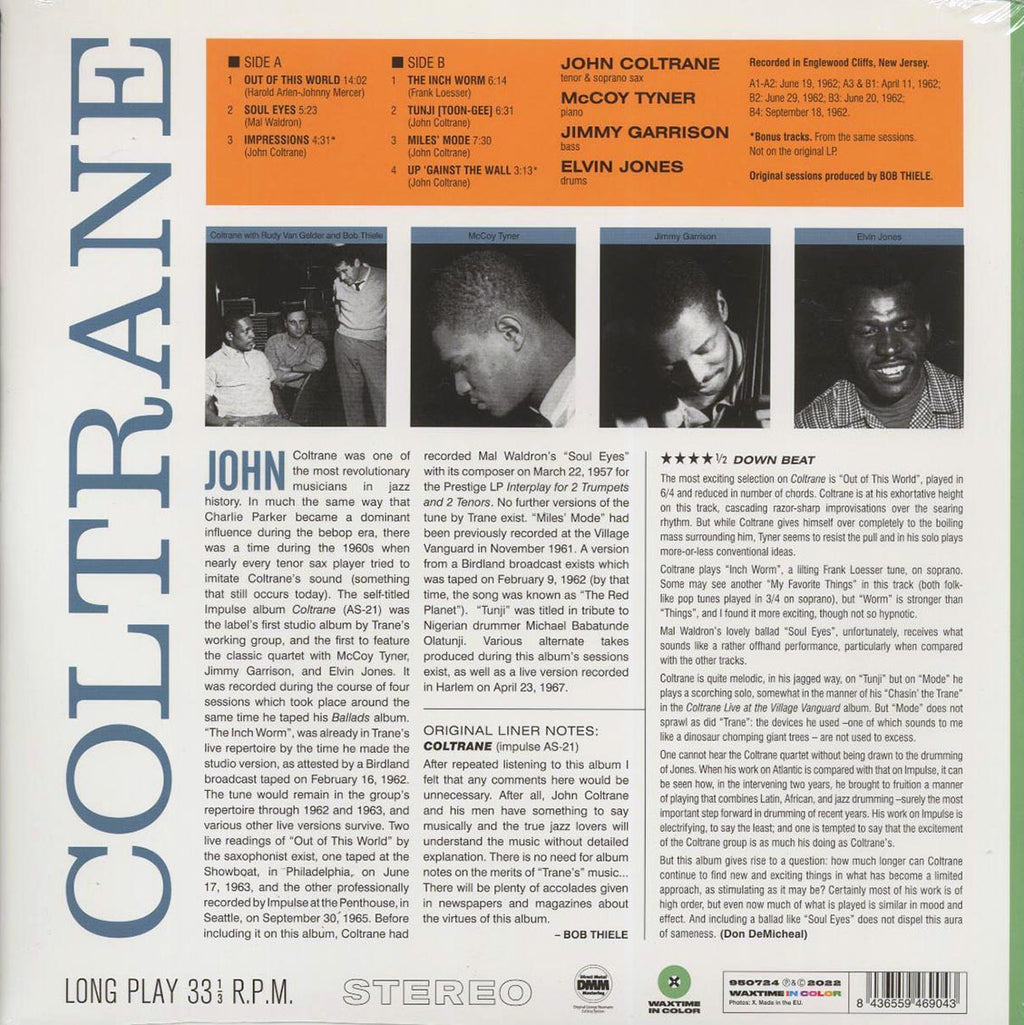 John Coltrane - Coltrane (+2 bonus tracks) (ltd. ed.) (180g) (green vinyl) vinyl LP back cover