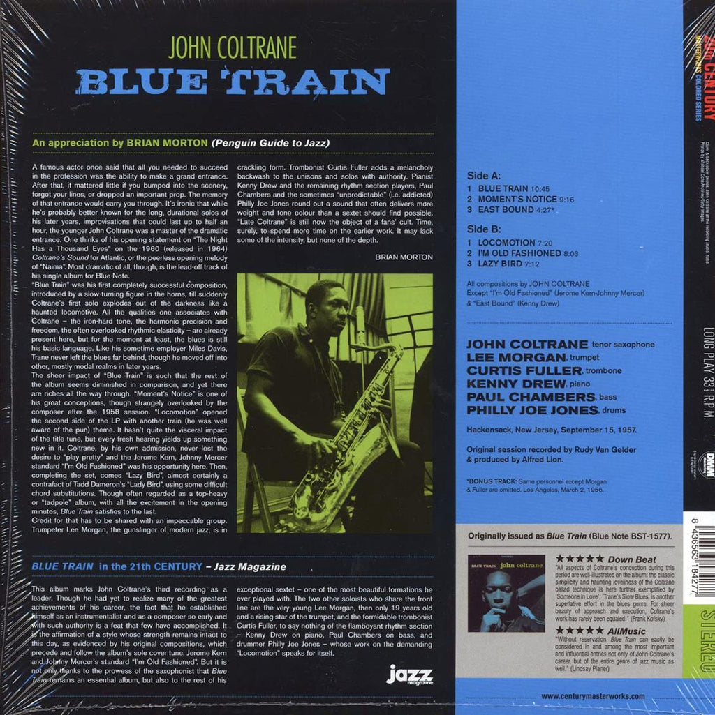 John Coltrane - Blue Train (+bonus track) (ltd. ed.) (180g) (blue vinyl) vinyl LP back cover