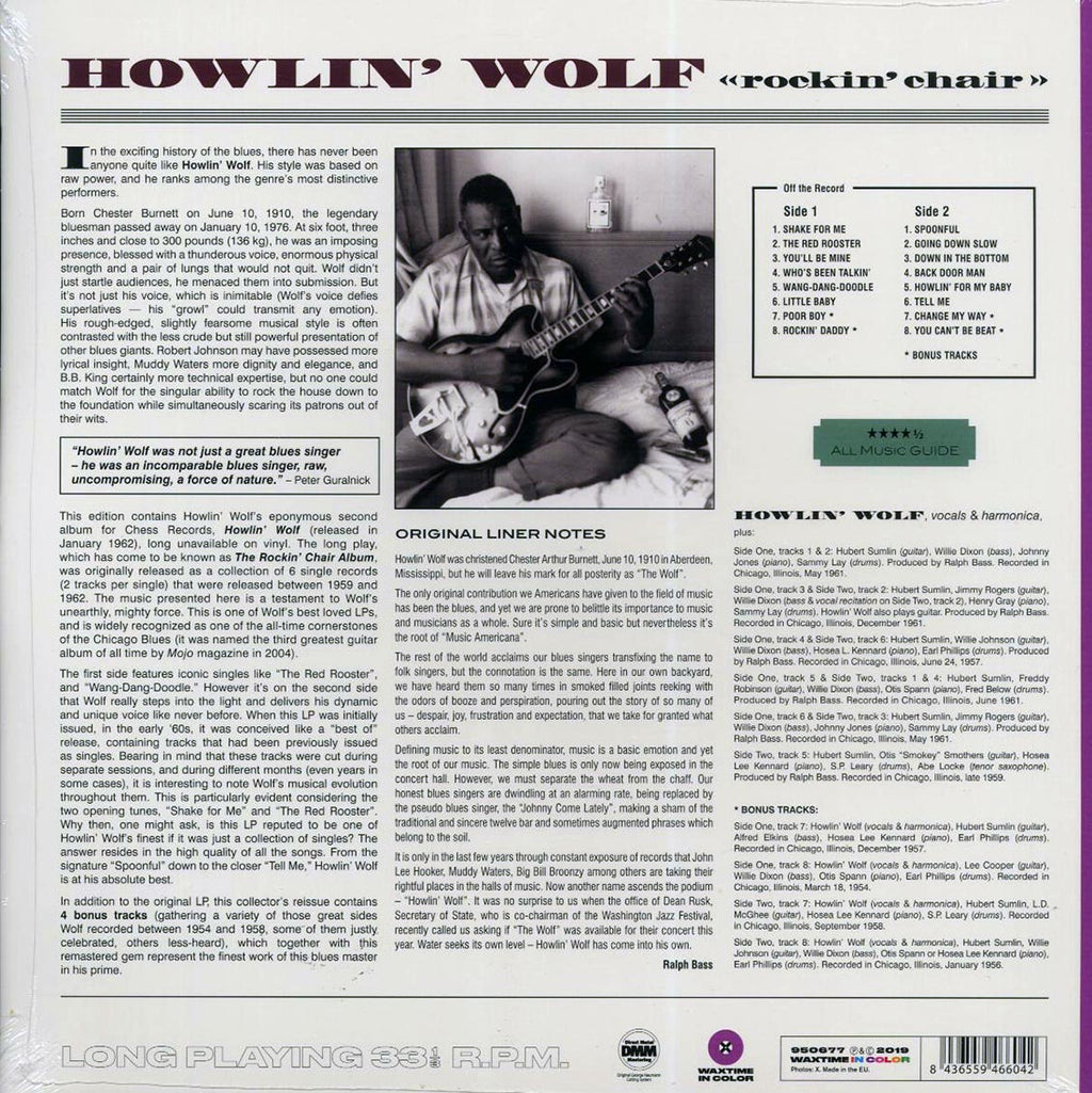 Howlin' Wolf - Rockin' Chair (+4 bonus tracks) (ltd. ed.) (180g) (purple vinyl) vinyl LP back cover