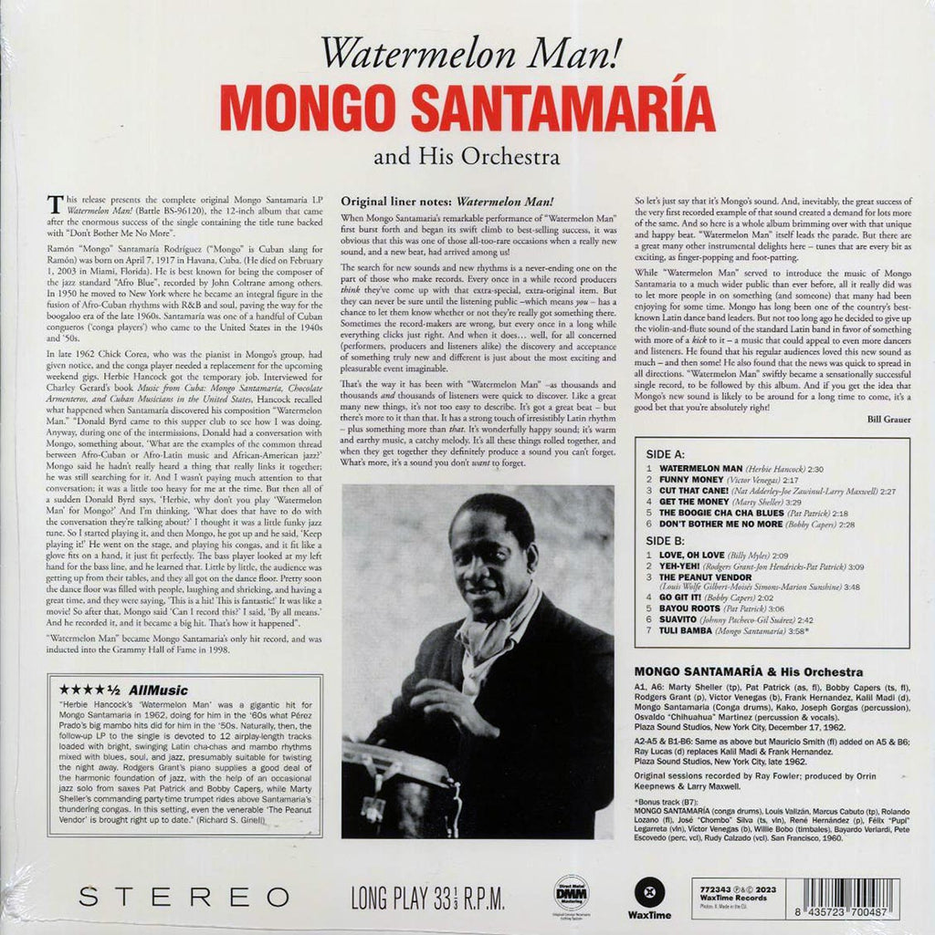 Mongo Santamaria - Watermelon Man! (+bonus track) (ltd. ed.) (180g) vinyl LP back cover