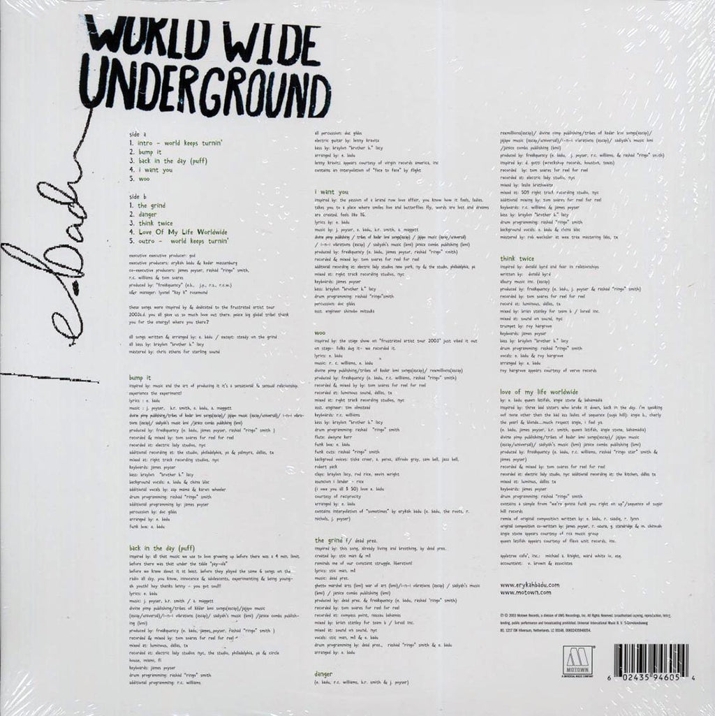 Erykah Badu - Worldwide Underground (ltd. ed.) (purple vinyl) vinyl LP back cover