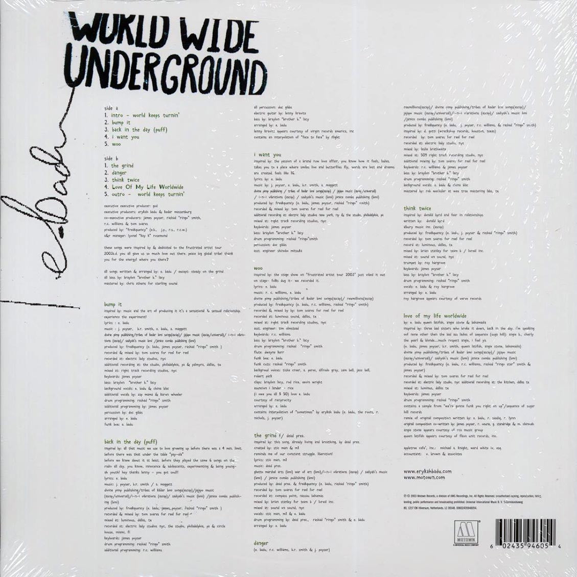Erykah Badu - Worldwide Underground (ltd. ed.) (purple vinyl) vinyl LP back cover