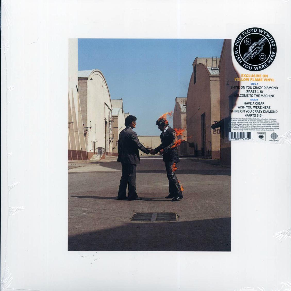 Pink Floyd - Wish You Were Here (50th Anniv. Ed.) (ltd. ed.) (yellow flame vinyl) vinyl LP front cover