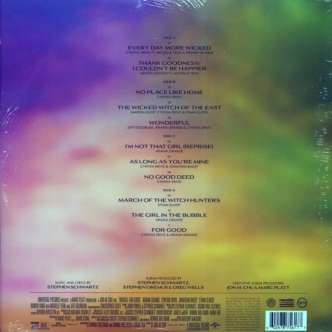 Ariana Grande, Cynthia Erivo, Stephen Schwartz, Etc. - Wicked: For Good (The Soundtrack) (2xLP) vinyl LP back cover