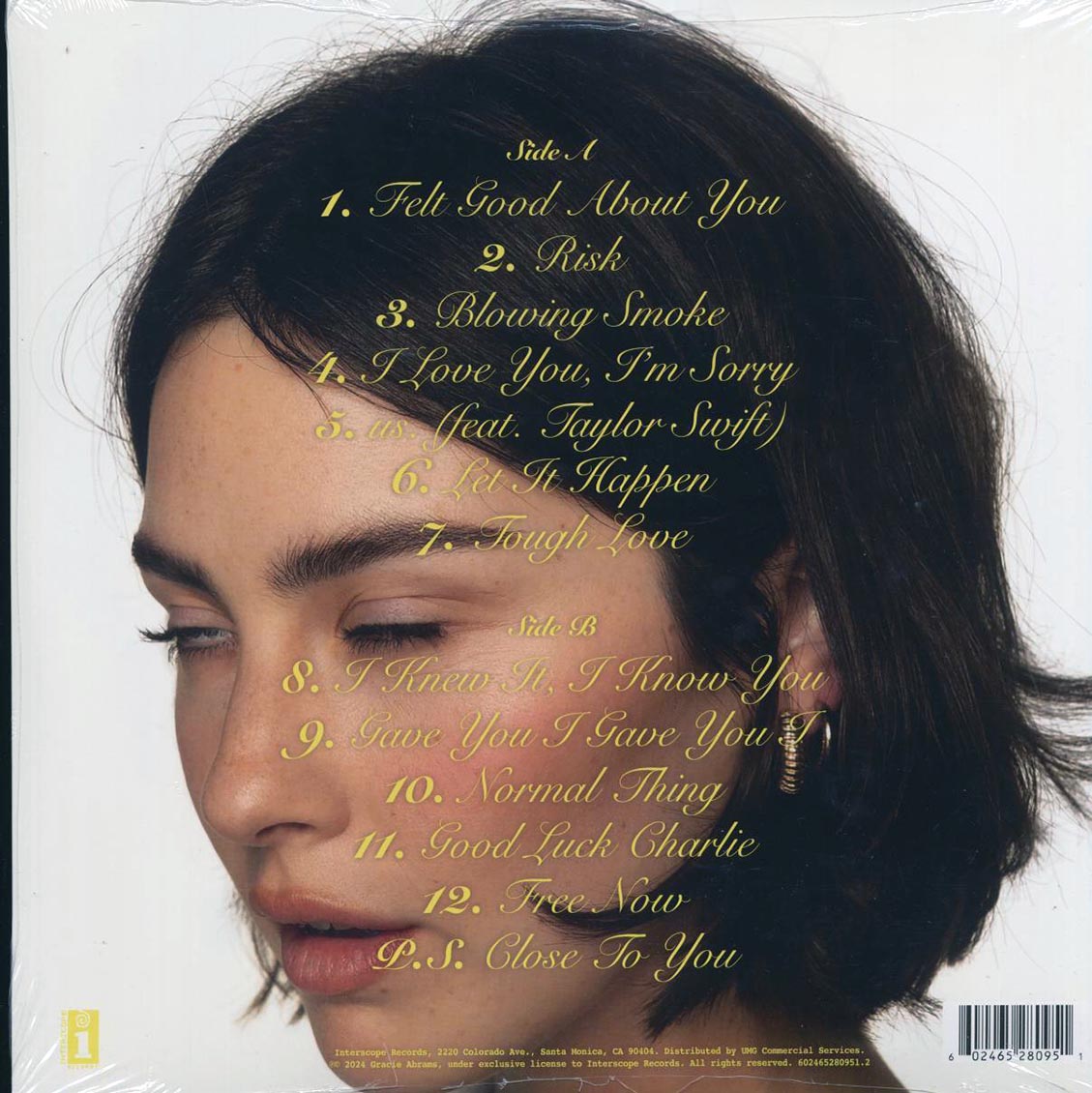 Gracie Abrams - The Secret Of Us (yellow vinyl) vinyl LP back cover