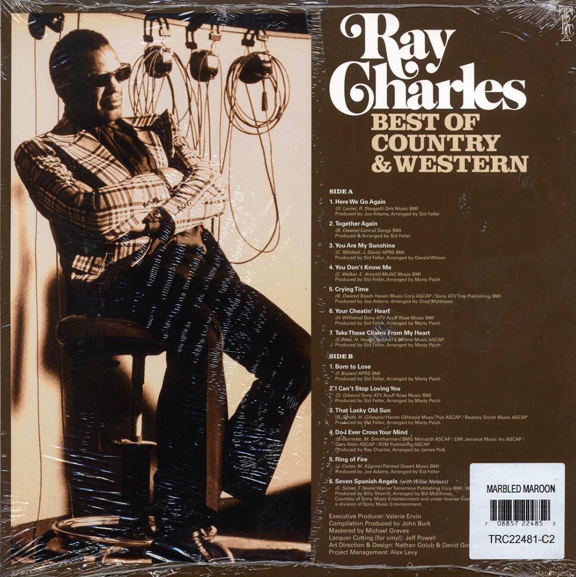 Ray Charles - Best of Country & Western (maroon vinyl) vinyl LP back cover