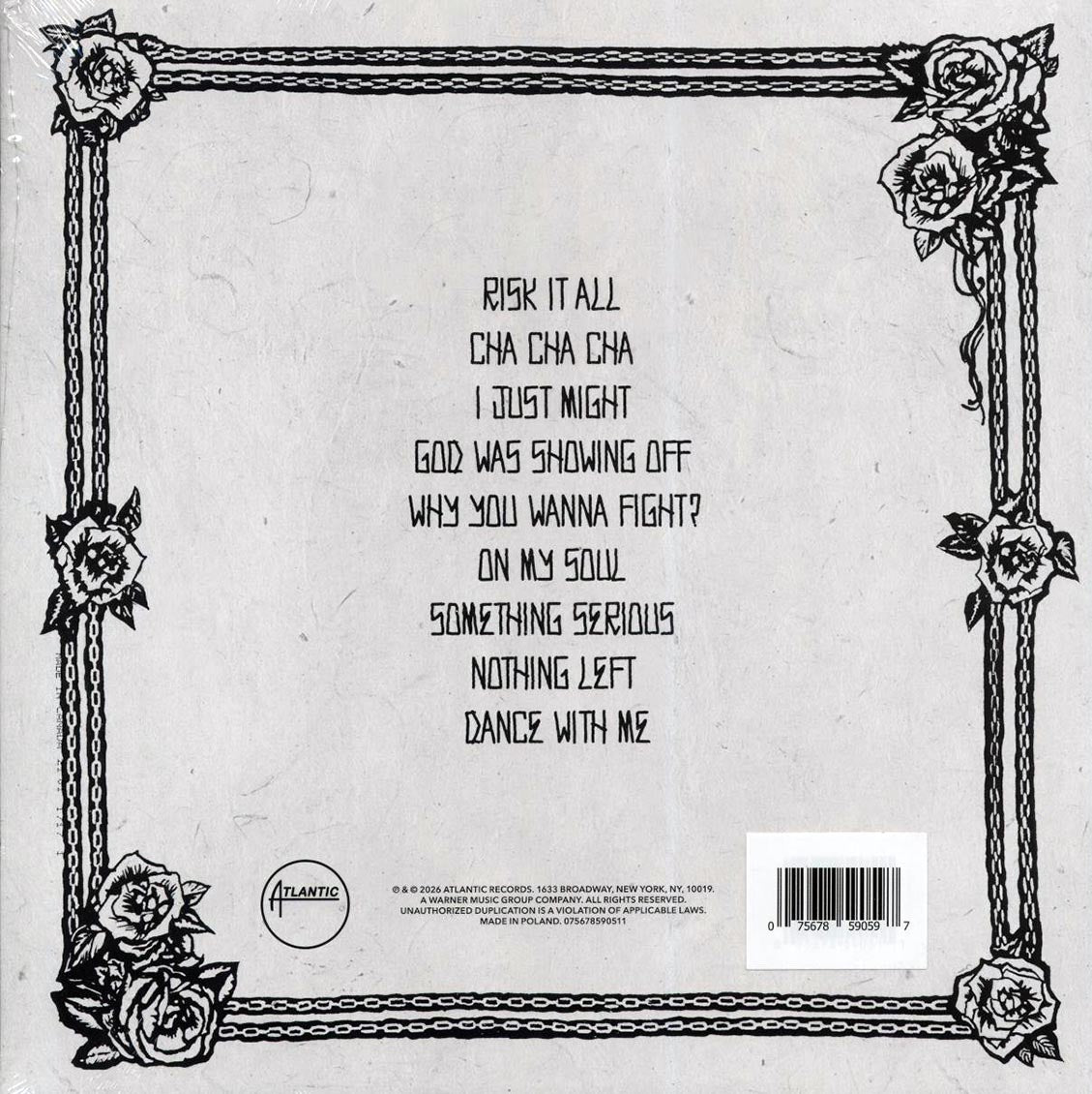 Bruno Mars - The Romantic (white vinyl) vinyl LP back cover