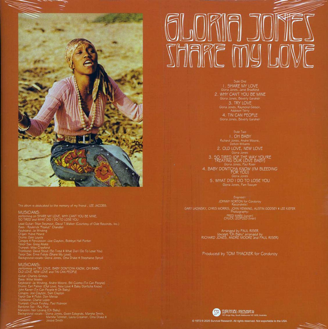 Gloria Jones - Share My Love vinyl LP back cover