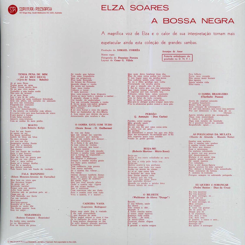 Elza Soares - A Bossa Negra vinyl LP back cover