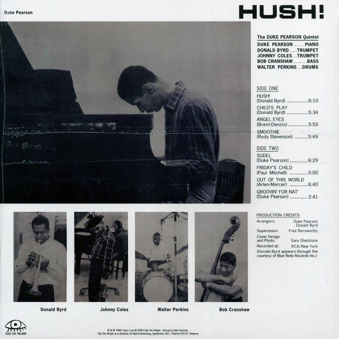 The Duke Pearson Quintet - Hush! (red vinyl) vinyl LP back cover