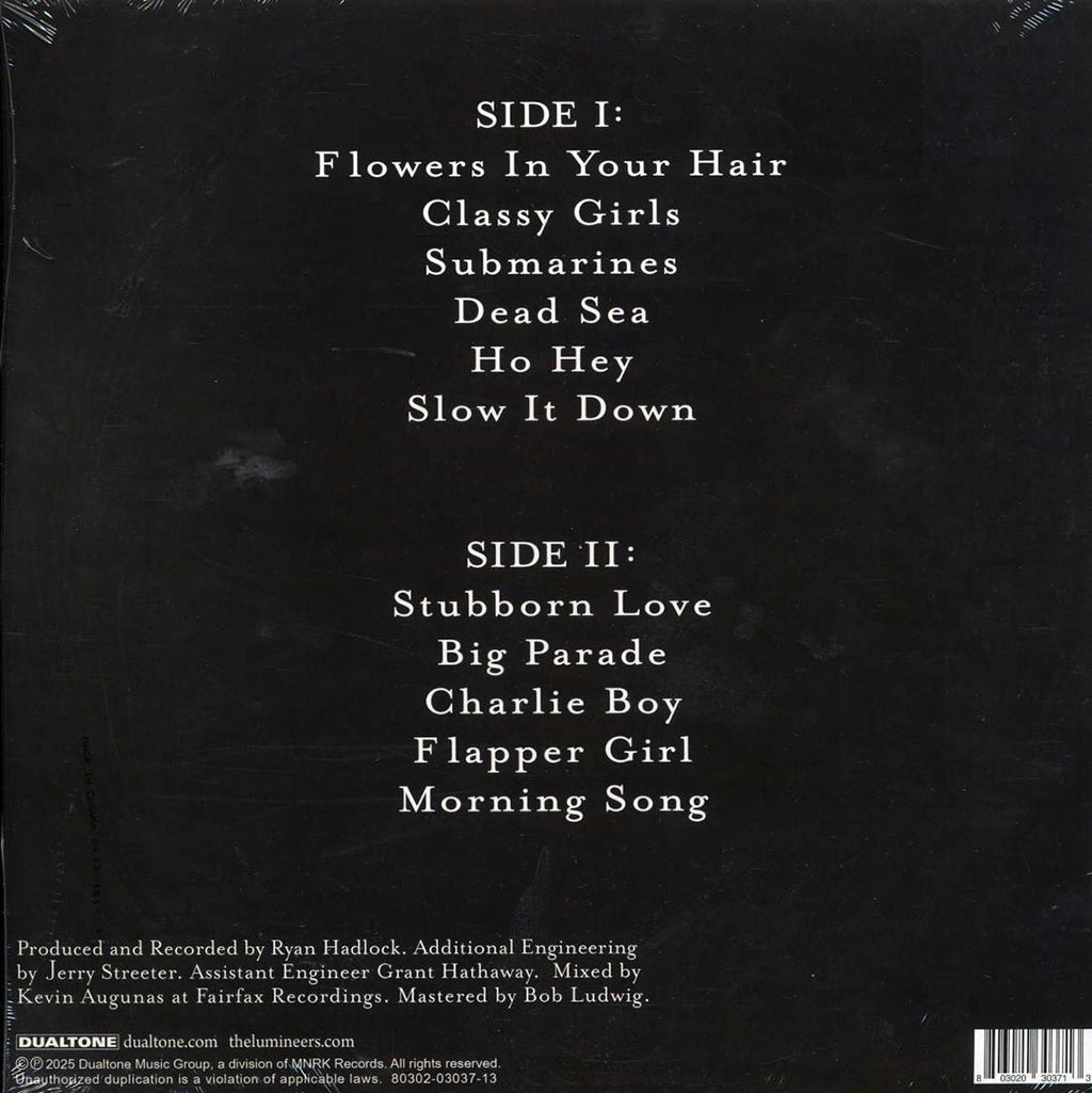 The Lumineers - The Lumineers (colored vinyl) vinyl LP back cover