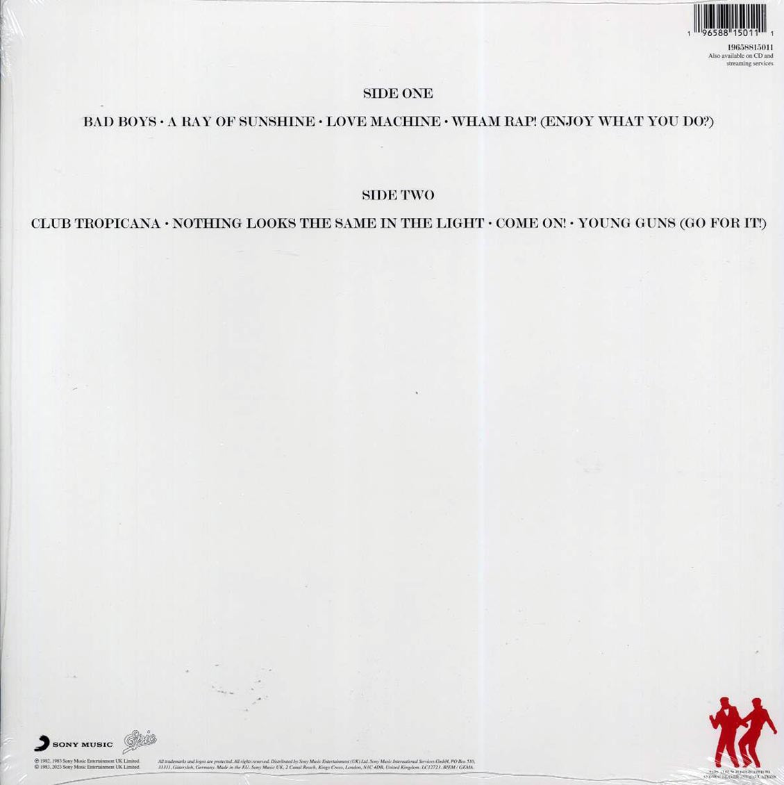 Wham! - Fantastic (remastered) vinyl LP back cover