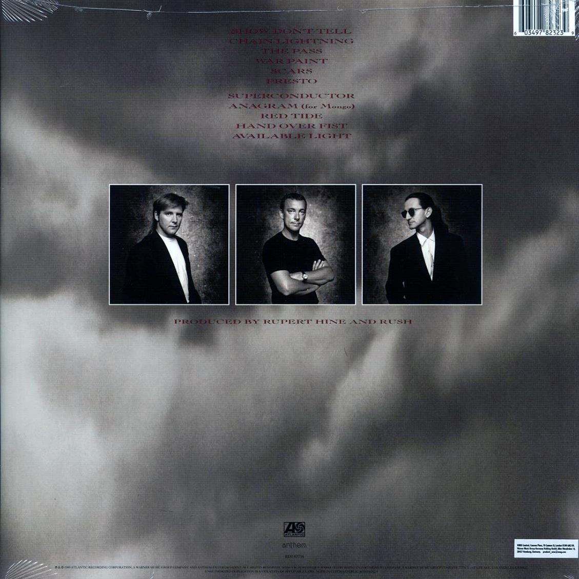 Rush - Presto (180g) (remastered) vinyl LP back cover