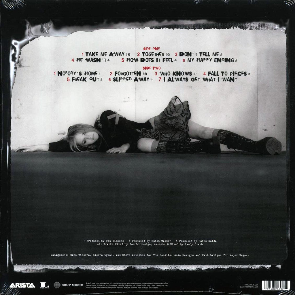 Avril Lavigne - Under My Skin (+bonus track) vinyl LP back cover