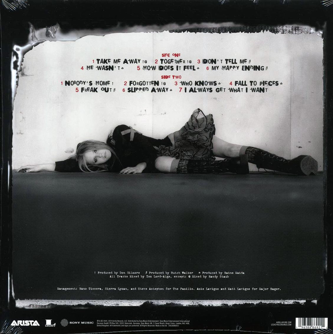 Avril Lavigne - Under My Skin (+bonus track) vinyl LP back cover