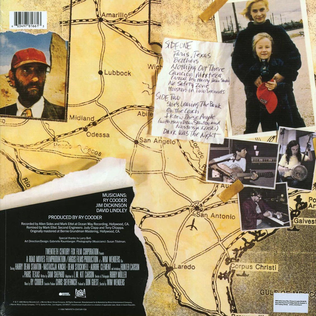 Ry Cooder - Paris, Texas: Original Motion Picture Soundtrack (red vinyl) (remastered) vinyl LP back cover