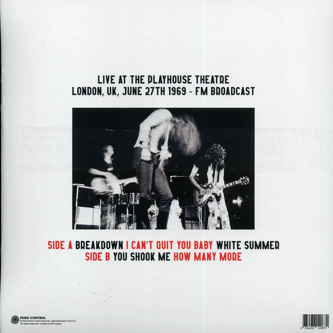 Led Zeppelin - One Night Stand: The London Broadcast 1969 vinyl LP back cover