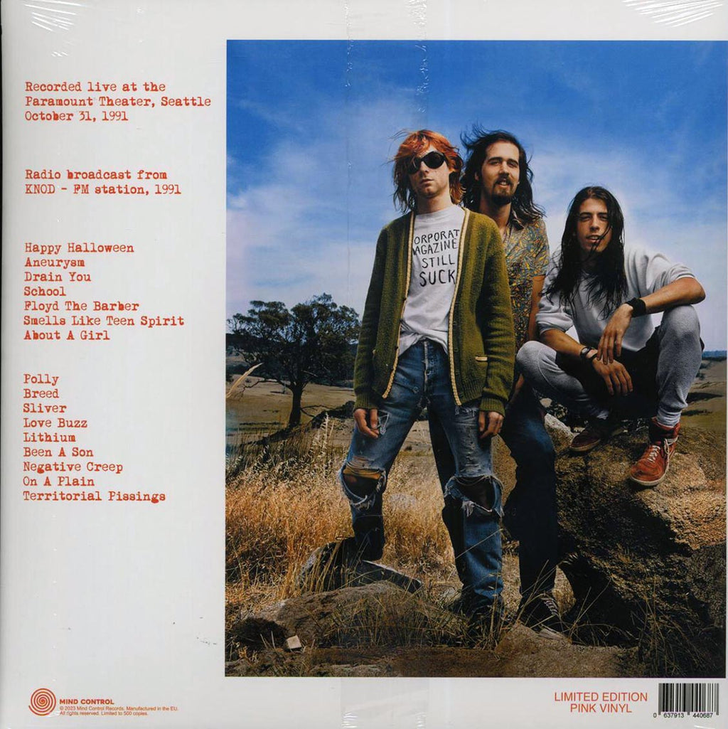 Nirvana - Happy Halloween: Live At The Paramount Theatre, Seattle, October 31, 1991 (pink vinyl) vinyl LP back cover