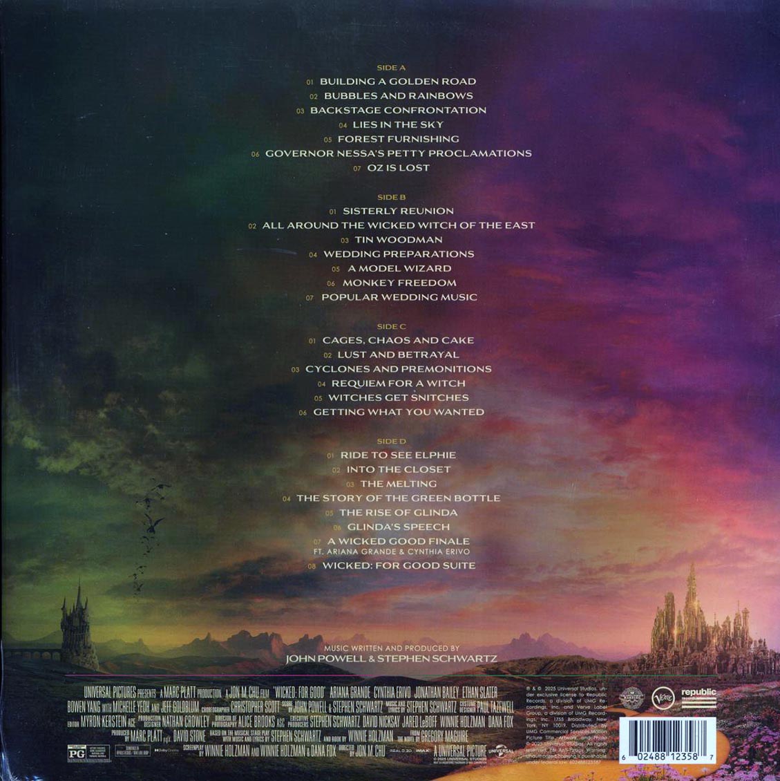 John Powell, Stephen Schwartz - Wicked: For Good Original Motion Picture Score (2xLP) vinyl LP back cover