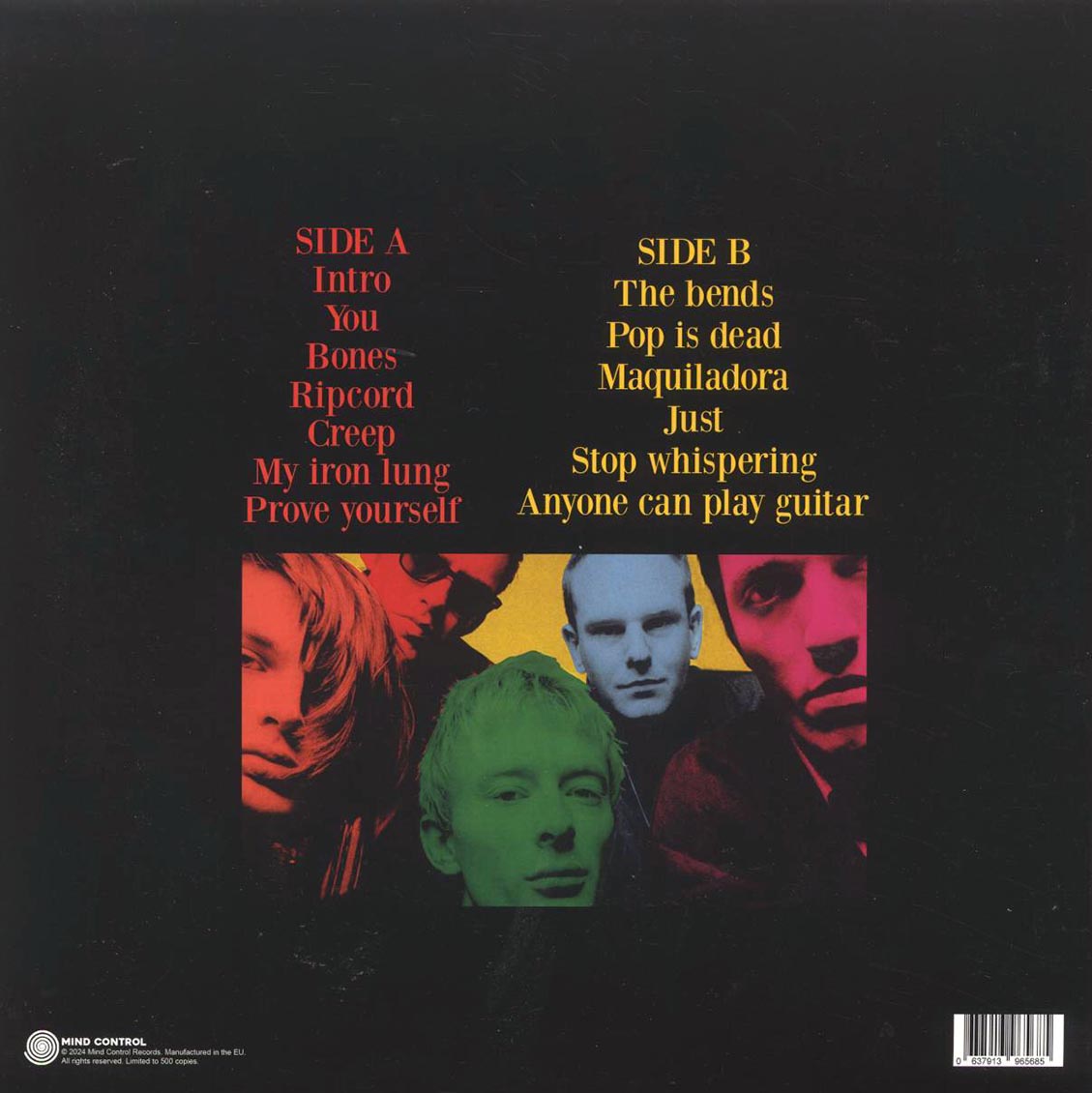 Radiohead - Crippled And Cracked: Live At Roskilde, Denmark, 2nd July 1994 (green vinyl) vinyl LP back cover