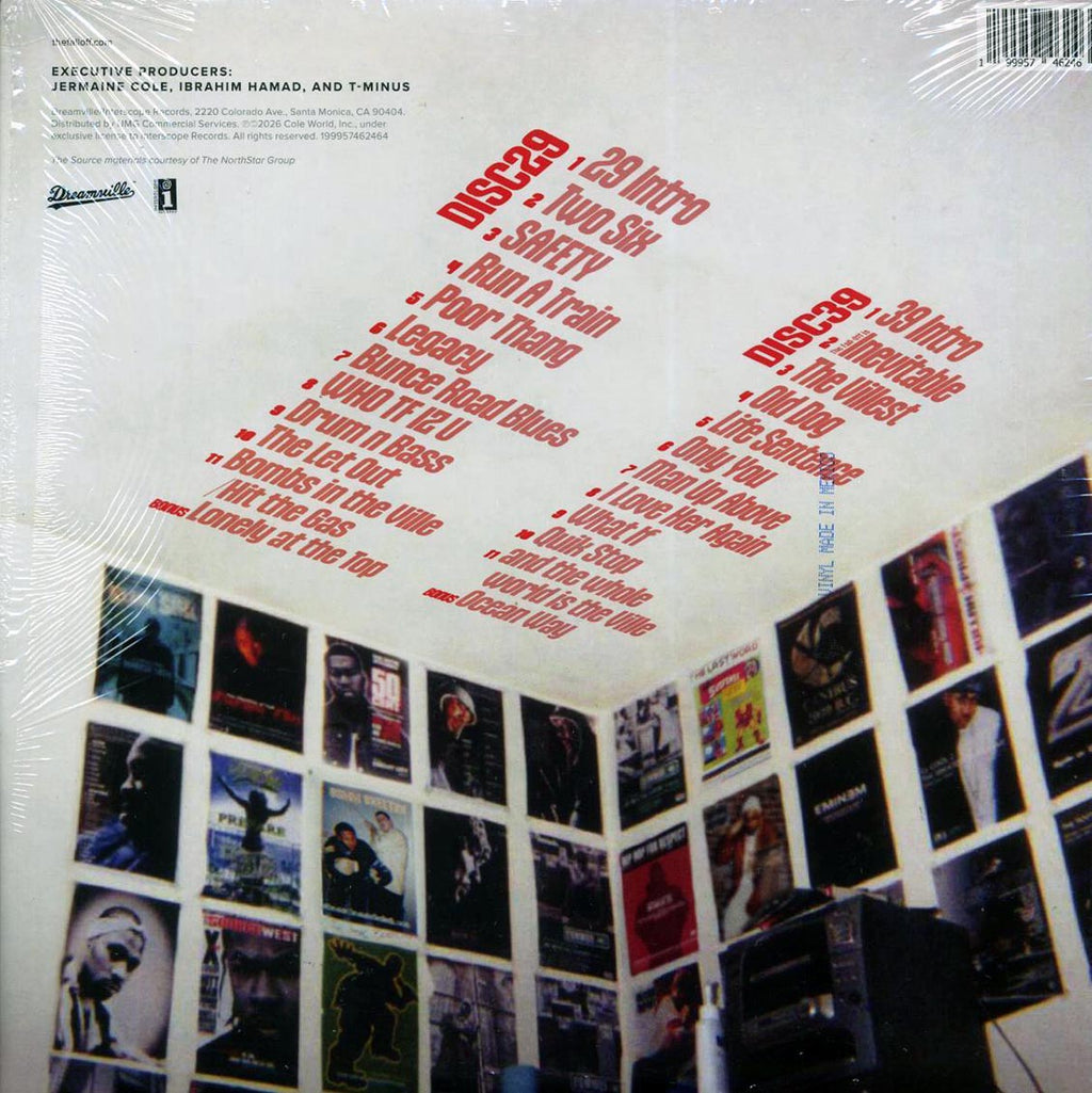 J Cole - The Fall-Off (4xLP) (red vinyl) vinyl LP back cover