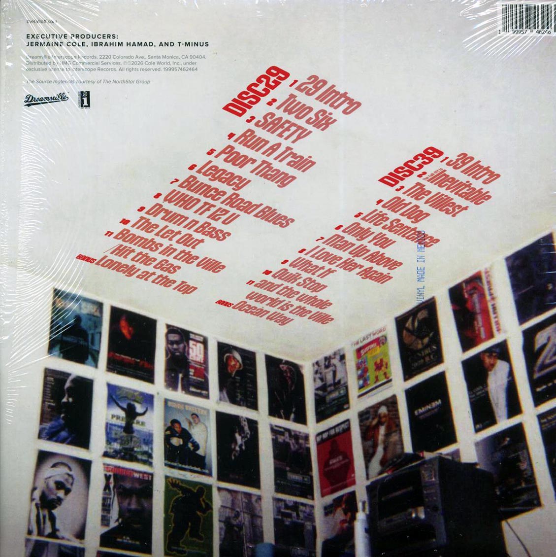 J Cole - The Fall-Off (4xLP) (red vinyl) vinyl LP back cover