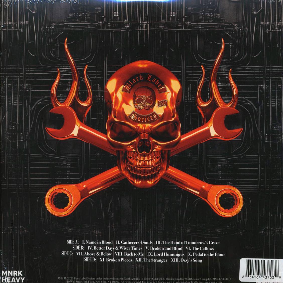 Black Label Society - Engines Of Demolition (ltd. ed.) (2xLP) (orange vinyl) vinyl LP back cover