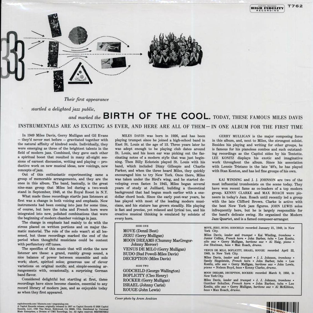 Miles Davis - Birth Of The Cool (mono) (180g) (RTI press) (audiophile) vinyl LP back cover
