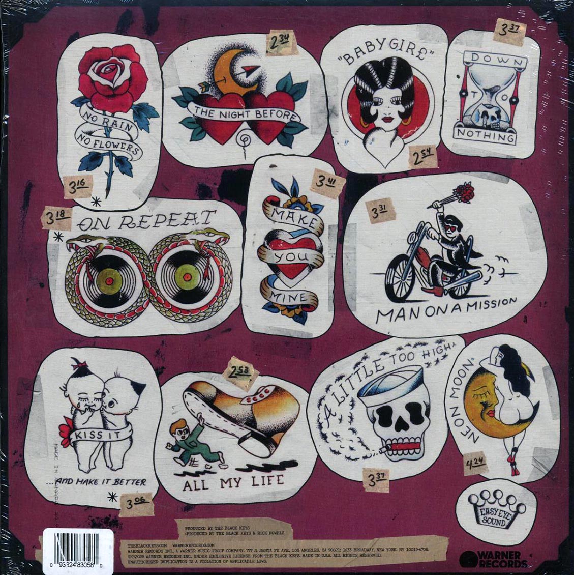 The Black Keys - No Rain, No Flowers (red vinyl) vinyl LP back cover