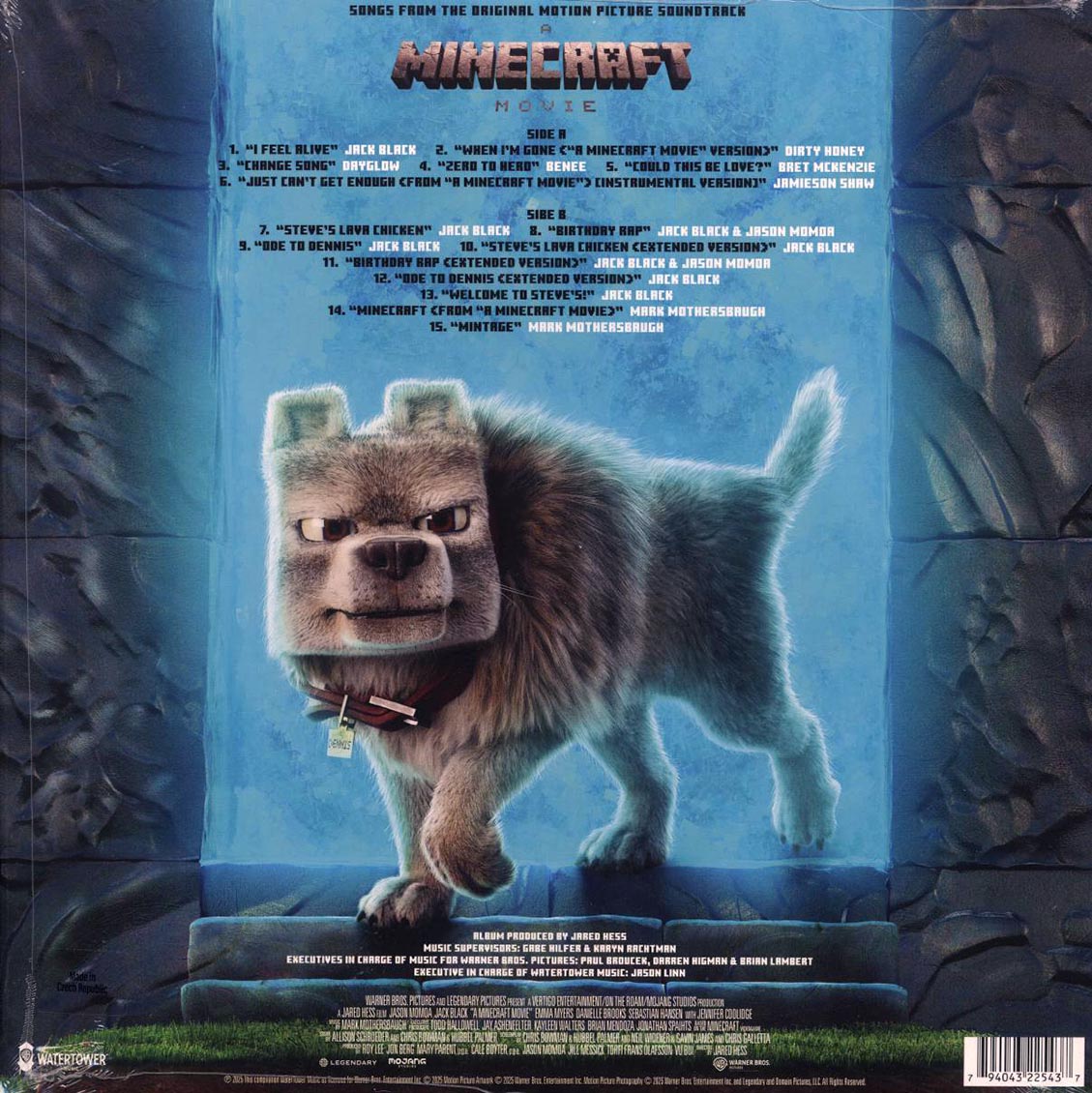 Various - A Minecraft Movie (Songs From The Original Motion Picture Soundtrack) (teal vinyl) vinyl LP back cover