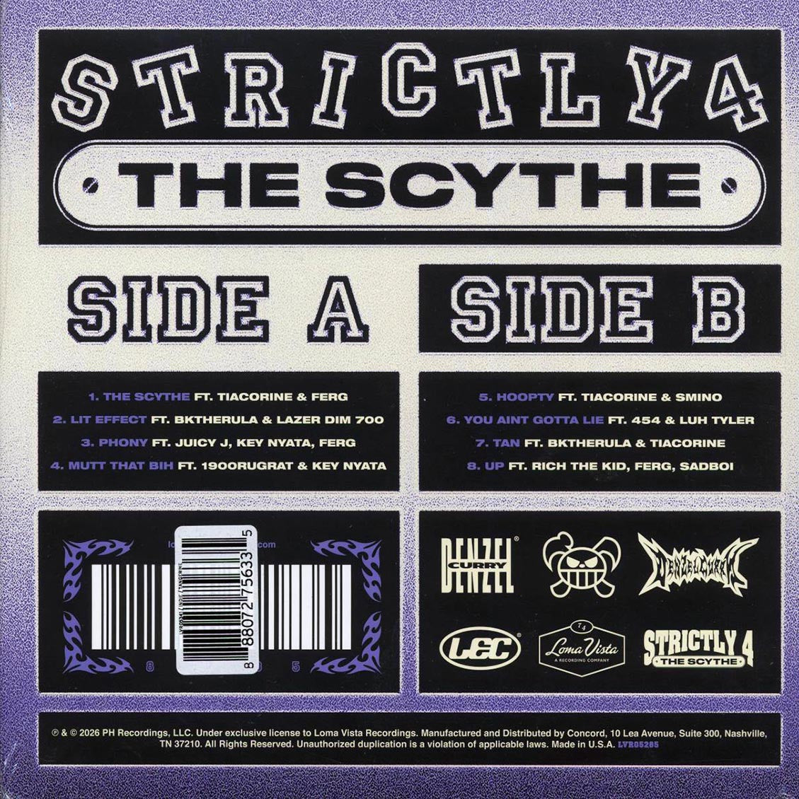 Denzel Curry - Strictly 4 The Scythe (tangerine vinyl) vinyl LP back cover
