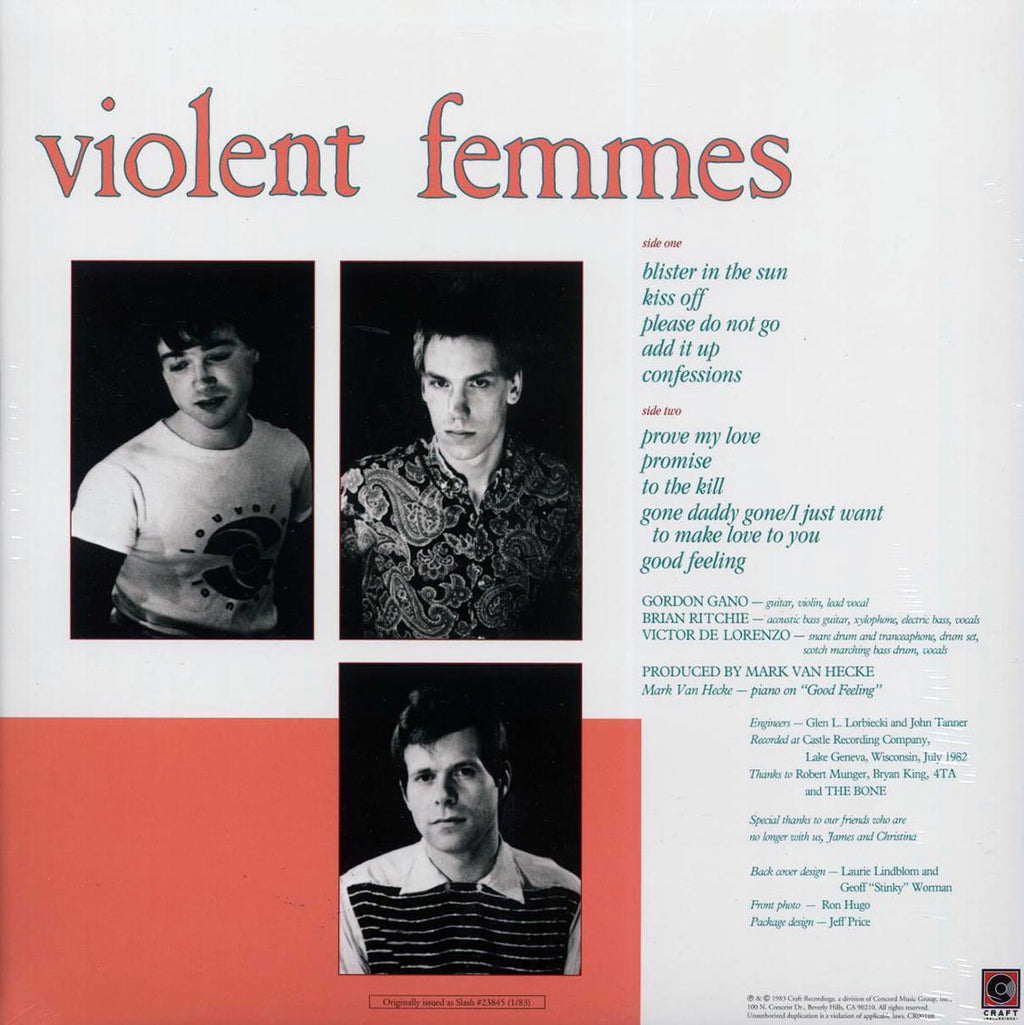 Violent Femmes - Violent Femmes (180g) (remastered) vinyl LP back cover