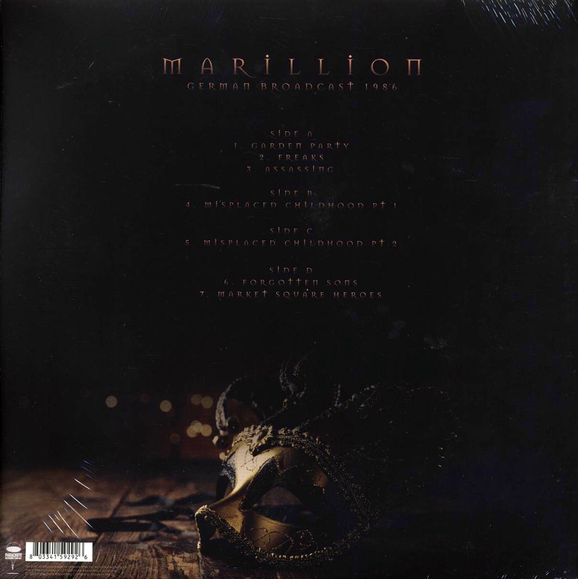Marillion - German Broadcast 1986 (2xLP) (blue vinyl) vinyl LP back cover