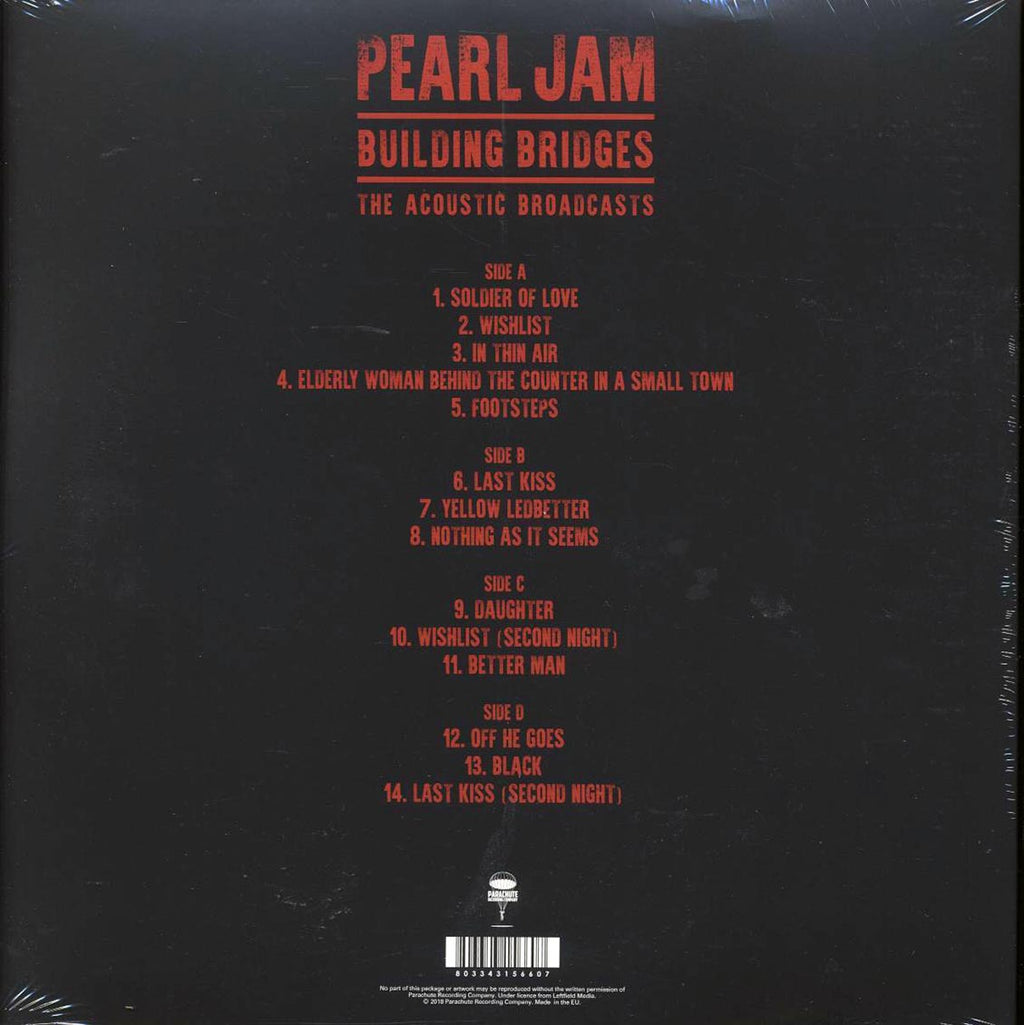 Pearl Jam - Building Bridges: The Acoustic Broadcasts (2xLP) (white vinyl) vinyl LP back cover