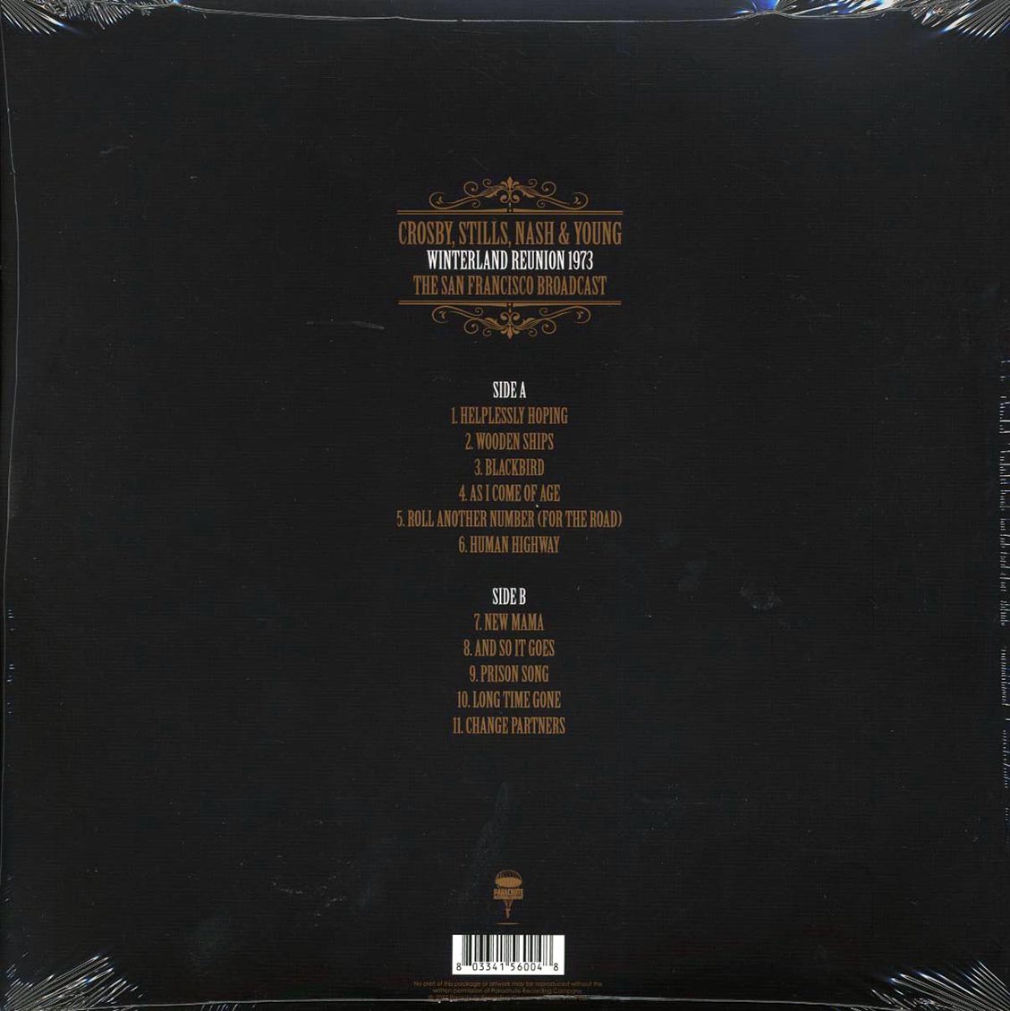Crosby, Stills, Nash & Young - Winterland Reunion 1973: The San Francisco Broadcast vinyl LP back cover