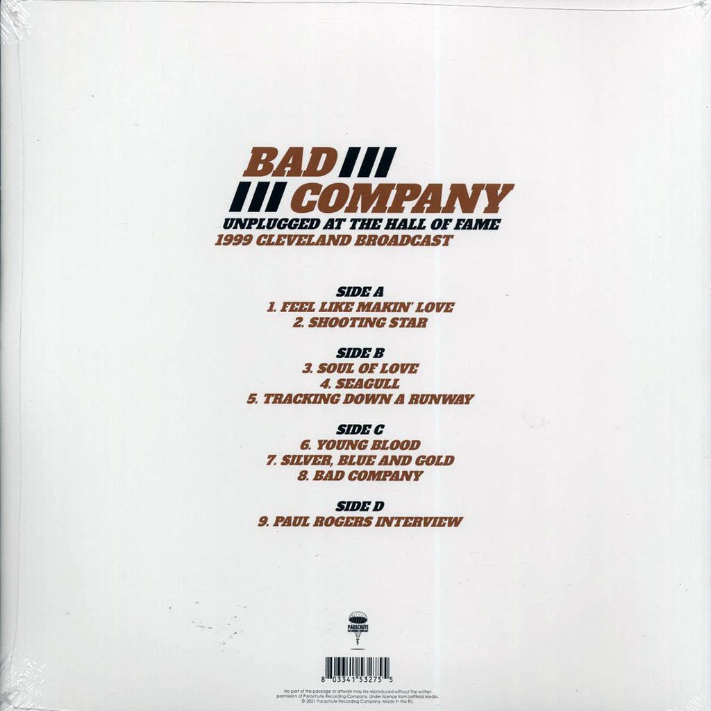 Bad Company - Unplugged At The Hall Of Fame: 1999 Cleveland Broadcast (2xLP) vinyl LP back cover