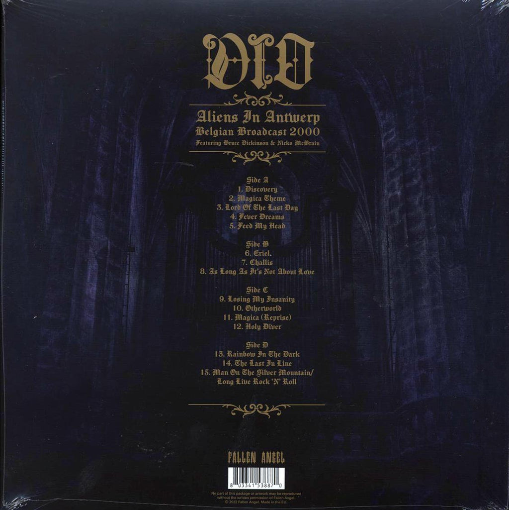 Dio, Bruce Dickinson, Nicko McBrain - Aliens In Antwerp Belgian Broadcast 2000 (2xLP) vinyl LP back cover
