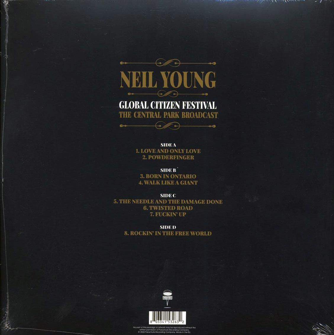 Neil Young - Global Citizen Festival: The Central Park Broadcast (2xLP) vinyl LP back cover