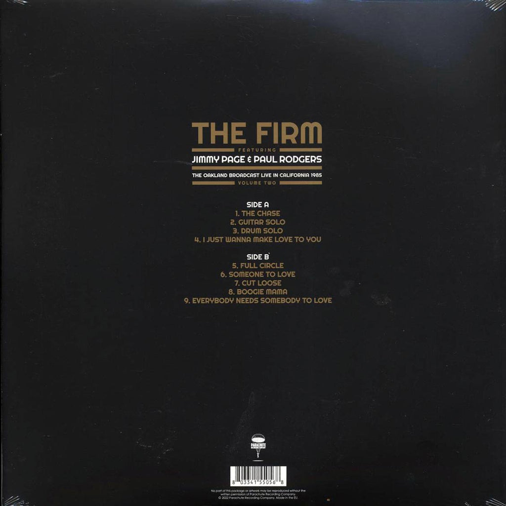 The Firm, Jimmy Page, Paul Rogers - The Oakland Broadcast Volume 2: Live In California vinyl LP back cover
